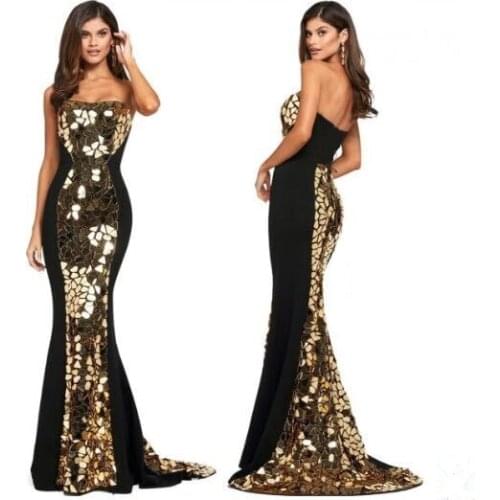 Bright Silver Gold Mirror Long Dress Birthday Celebrate Bar Black Dress Women Singer Outfit Evening Dancer Dress