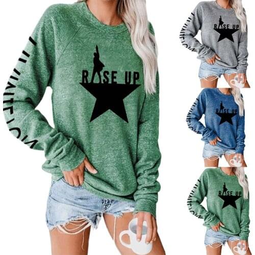 Letter Stars Print Top Long Sleeve T-shirt Women Casual Female Tops Tee Shirts Women Clothes tshirts 2020 mujer camisetas