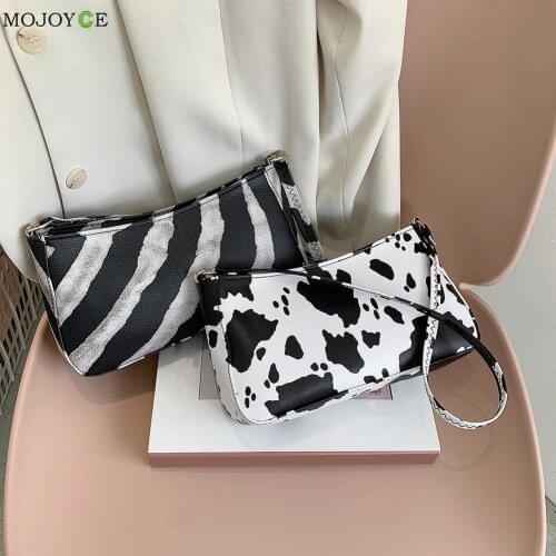 Vintage Women Animal Pattern Printing Shoulder Underarm Bag Casual Ladies PU Leather Small Handbags Purse