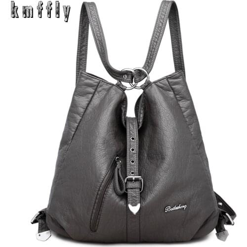 3IN1 Women Soft PU Leather Backpack Female Shoulder Bags For Women 2020 Travel Backpack Mochila School Bags For Teenage Girls