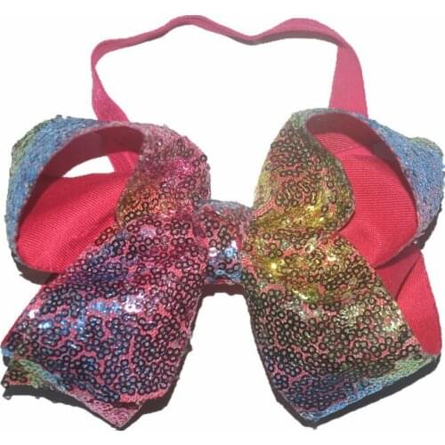 10pcs/lot ,6inch Large-sized sequin messy bow, hair bowknot with FOLD OVER ELASTIC headbands