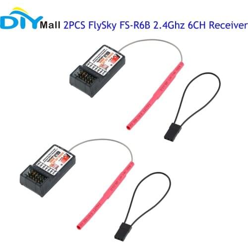 2PCS FlySky FS FS-R6B 2.4Ghz 6CH 6 Channel Receiver Radio Model Transmitter Remote Control For RC Car FS-TH9X i6 i10 T6 CT6B