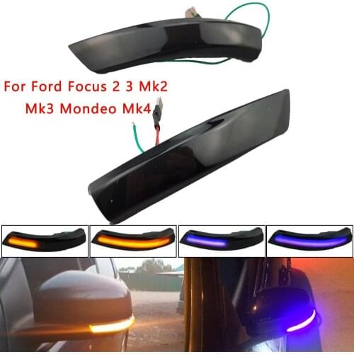2X Dynamic Turn Signal Light LED Side Rearview Mirror Sequential Indicator Blinker Lamp For Ford Focus 2 3 Mk2 Mk3 Mondeo Mk4 EU