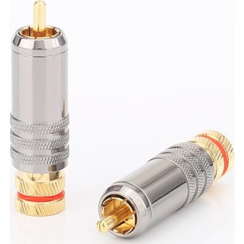 4pieces hi end audio 0152 type Gold Plated RCA Locking Plugs Audio Video Connectors
