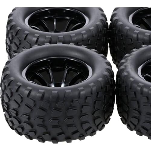 4x Black Hub Wheel Rim And Tires 1:10 RC Car Buggy Climbing Car Accessory