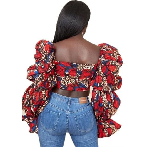 African clothe for Women fashion top traditional clothing african women one shoulder top ankara print shirt top vacation clothes