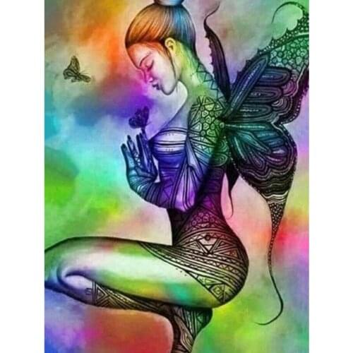 Diamond Embroidery DIY Needlework Diamond Embroidery Butterfly fairy Cross Stitch 3D 5D Rhinestones Home Decoration WG266