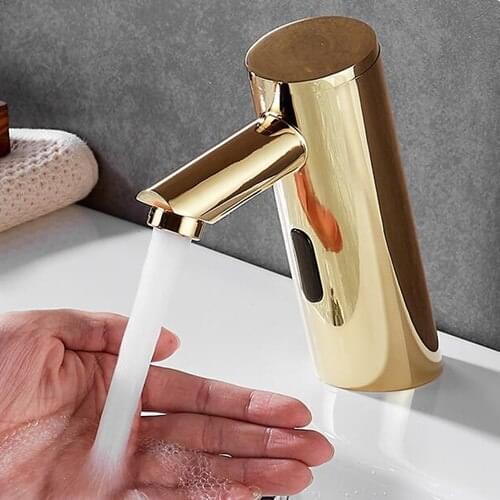 Automatic Sensor Touchless Bathroom Sink Faucet with Hole Cover