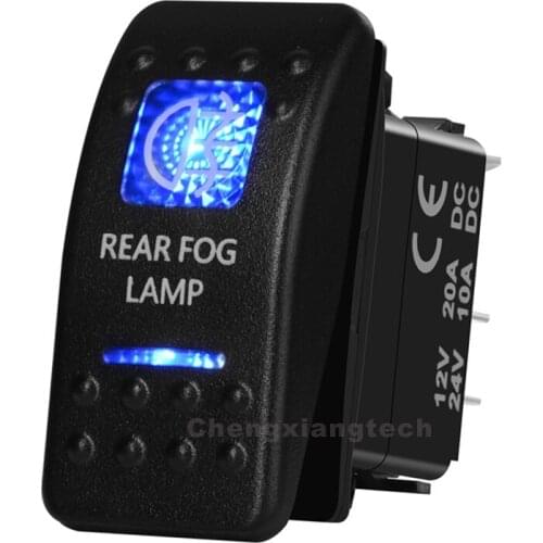 5 pin ON/OFF SPST REAR FOG LAMP Rocker Switch Blue Led for NARVA ARB Carling style Replacement Marine Grade