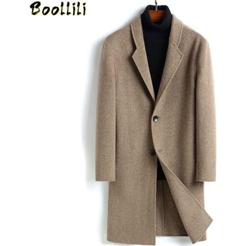 Boollili Double-faced Wool Coat Cashmere Long Jacket Mens Coats and Jackets Overcoat Mens Windbreaker Manteau Homme