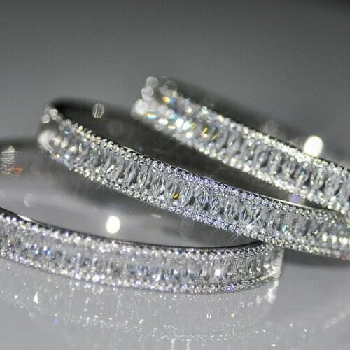 Charm Baguette Bangle 5A cubic zirconia stone bracelet White Gold Filled Bracelets Bangles for women men wedding accessaries