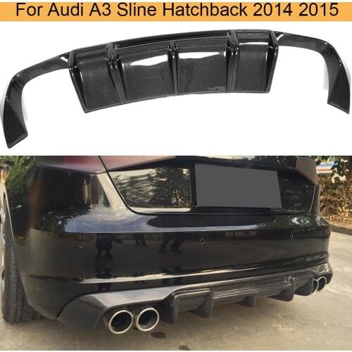Carbon Fiber Car Rear Bumper Diffuser for Audi A3 Sline Hatchback 2014 2015 Not A3 Standard Car Rear Diffuser Lip Spoiler