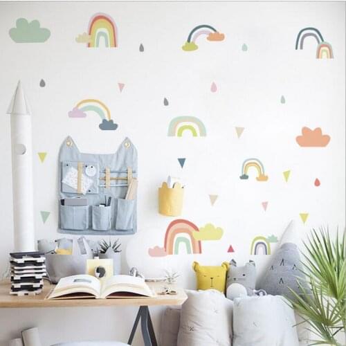 Diy rainbow cloud wall sticker bedroom kids rooms decorations mural home decor decals nursery stickers