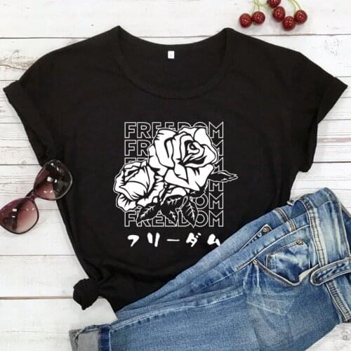 Freedom Rose women T-shirt Harajuku style Rose shirt America Freedom shirts fashion casual pure cotton 90s aesthetictee tops