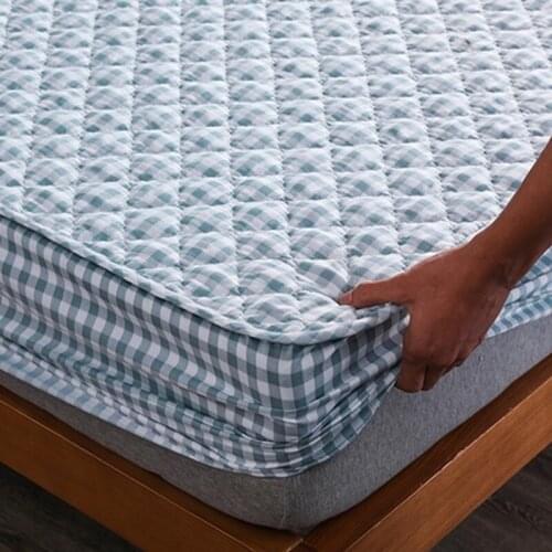 Cotton Thicken Quilted Mattress Cover Anti-bacterial Mattress Protector Topper Pad Soft Fitted Sheet Not Including Pillowcase