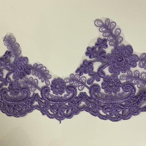 Delicate 1Yard Purple Cording Fabric Flower Venise Venice Mesh Lace Trim Applique Sewing Craft For Bride Wedding Dresses 15cm