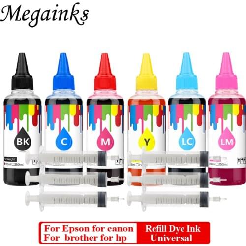 6PC x 100ml Universal Refill dye ink For epson for canon for hp for brother all desktop printer cartridge & ciss