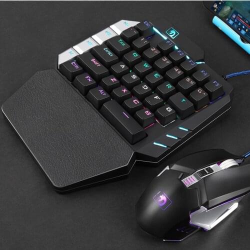 K109 One-hand Operation Mobile Games keyboard 38 keys Mechanical hand feeling professional gaming Keyboard and 2500DPI mouse set