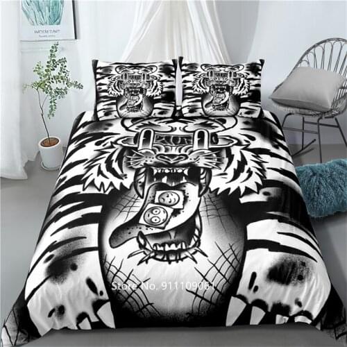 2-3 Dark Animal Boys and Men Bedding Set Simple Black and White Pattern Quilt Cover Big Bedspread Pillowcase Home Textile