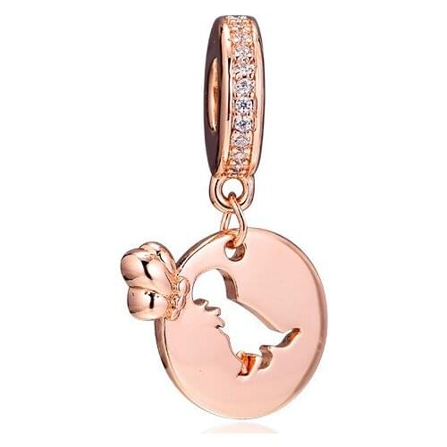 Hot Sale Dinosaur Rose Golden Charms for Jewelry Making Clear CZ Crystal Pendant Charms for Chain Bracelets Women Jewelry DIY