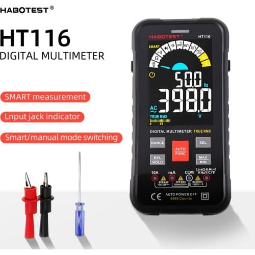 Professional Smart Multimeter Digital HT116 Auto Range 1000V 10A Tester Ohm Hz Capacitance REL True RMS AC DC DMM Multitester