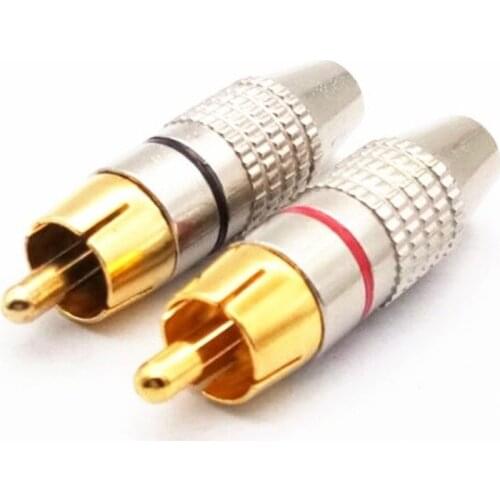 Non Solder Gold Plated RCA Male Plug to Cabling Connector RCA Plug Video Locking Cable Connector for Coaxial Cable