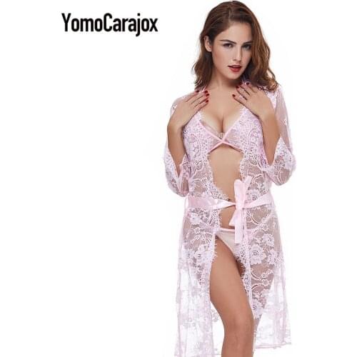 New Fashion Women Sexy Lace Sleepwear Lady See Through Babydoll Intimates Hot Robes Chemise De Nuit Mini Slim Nightgowns