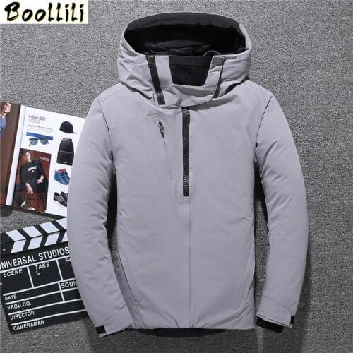 2020 Winter New Mens Fashion White Duck Down Jacket Hooded Thick Warm Splice Parka and Coats Male Brand Clothing