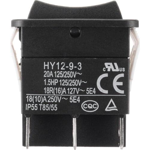 New Push Button Switch HY12-9-3 Model 6 Pins Industrial Electric Rocker ON OFF Arc Switch 125/250V 18/20A