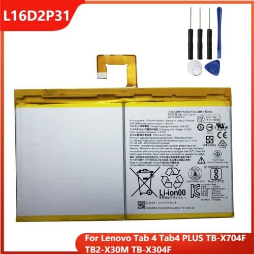 Original Tablet Battery L16D2P31 For Lenovo Tab 4 Tab4 PLUS TB-X704F TB2-X30M TB-X304F Replacement Rechargable Batteries 7000mAh