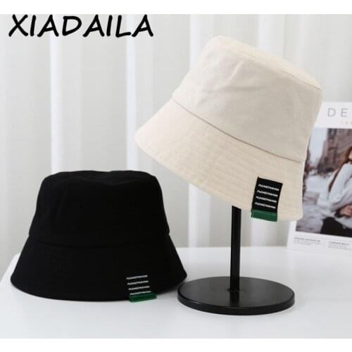 2020 New Letter Print Solid Women Bucket Hat Summer Leisure Sunshade Cotton Bonnet For Female Panama Hunting Fisherman Hat Tide