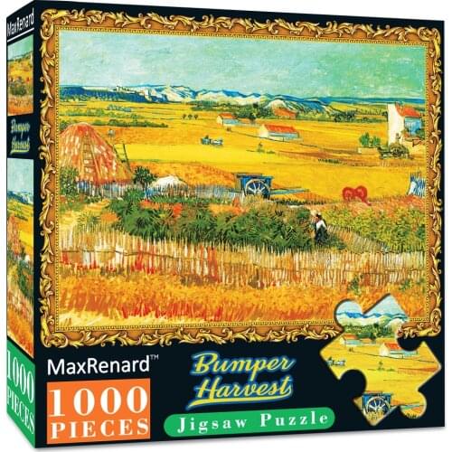 MaxRenard 1000 Pieces Jigsaw Puzzles for Adults 48*69cm Van Gogh Bumper Harvest Assembling Paintings Art Puzzles Toys Kids Games