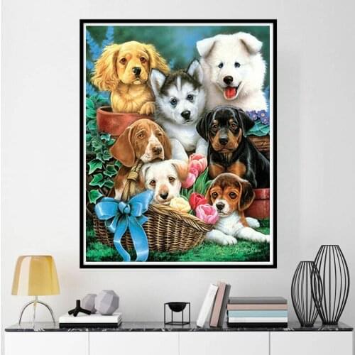 Full square round diamond 5D DIY diamond painting cute dog diamond embroidery cross stitch mosaic home decoration 2019 new