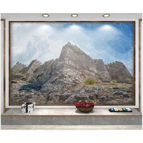 Custom photo 3d wallpaper Hand painted Great Wall oil painting arrow tower home decor living room wallpaper for walls 3 d