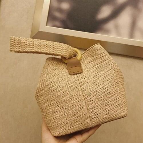 Casual Linen Straw Bags Rattan Women Handbag Wicker Woven Shoulder Crossbody Bag Summber Beach Bali Purses Lady Small Tote 2021