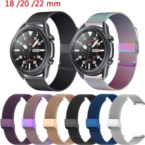 20mm 22mm Watchband For Garmin Vivoactive 3 HR Bracelet Stainless Wrist Strap For Samsung Galaxy watch 3 Active 2 Huawei GT/2/2e