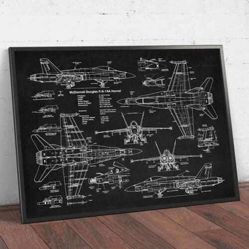 Air Force Plane F18 Hornet Patent Prints Airplane Poster Fighter Jet Blueprint Art Canvas Painting Picture Pilot Gift Home Decor