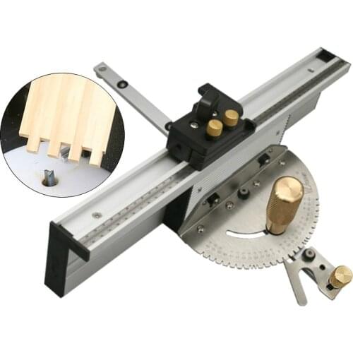 Woodworking Fence Strong Fence Oblique Cut Gauge Track Fixed Table Saw / Rail 450mm Aluminum Tenon and Flip Stop