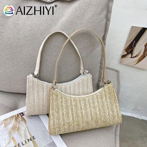 Fashion Women Summer Woven Butterfly Chain Shoulder Underarm Bag Ladies Beach Vacation Hobos Small Handbags Purse