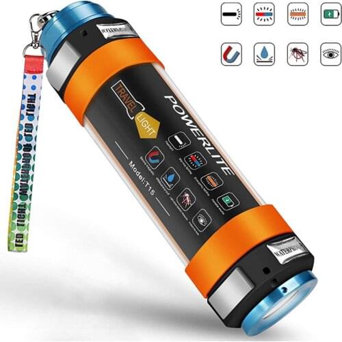 IPX8 LED Flashlight Waterproof Magnetic Emergency Hammer Camping Torch USB Rechargeable Hand Lamp Outdoor lantern for Diving
