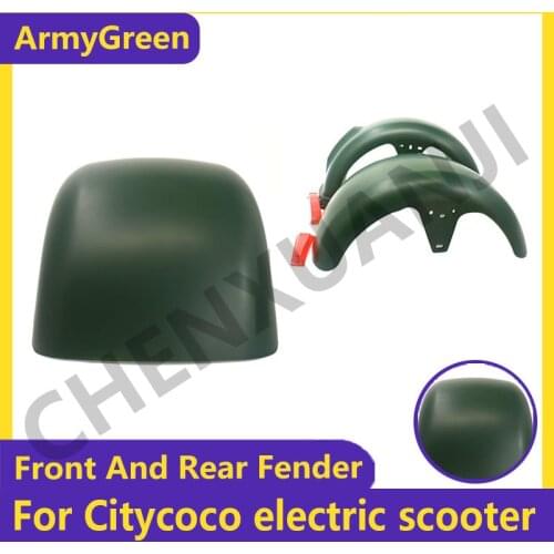 ArmyGreen Citycoco Fender Shell Flaps Front and Rear Fender Mudguards with Taillight Reminder for Citycoco Electric Scooter