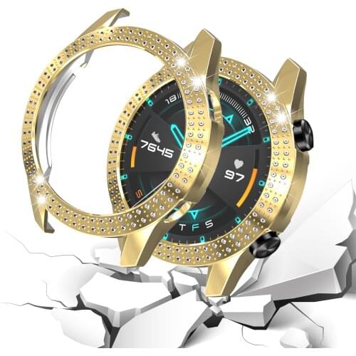 For Huawei Watch GT2 GT 2 46mm Sport Case Protector Bling Diamond Hard PC Smart Accessories Cover Bumper Protection Frame 46 mm
