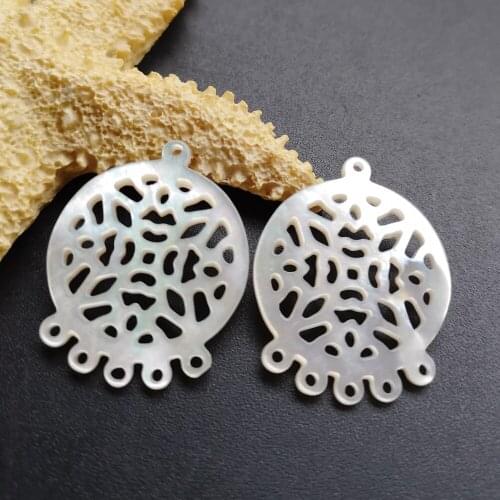 50pcs/lot 22x27mm Natural Flower cut Mother of Pearl shell for DIY Jewelry Hollow Flower MOP Pearl shell for earrings