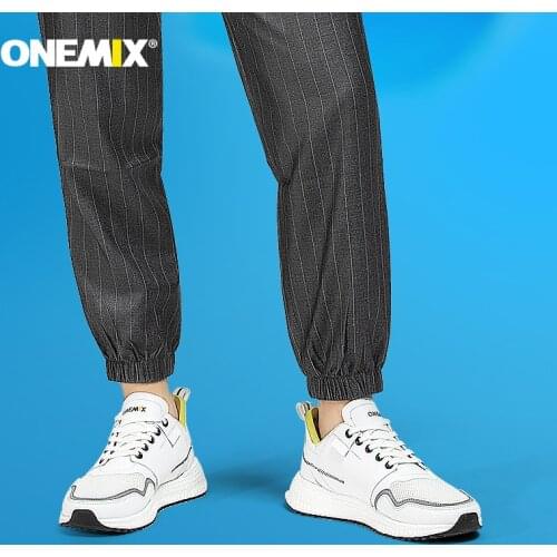 ONEMIX Running Shoes For Men Lace Up Breathable Athletic Shoes Outdoor Jogging Man Leather Casual Sneakers Walking Sports Shoes