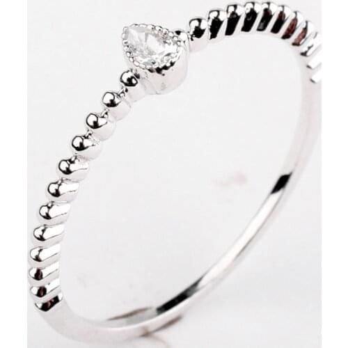 2016 Brand Real Austrian Crystal Rose gold Color Zirconia Water Drop Simple Rings for Women Anti Allergies 97586White