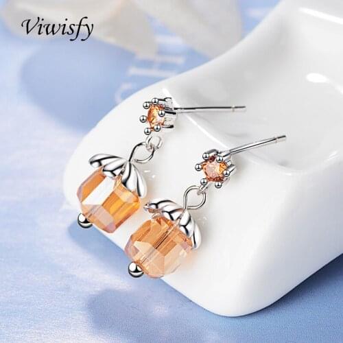 Viwisfy Square Crystal Studs Solid 925 Sterling Silver Earrings Stud For Women VW21075