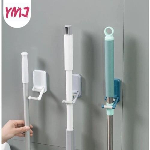 1Pc Multi-Purpose Hooks Adhesive Wall Mounted Mop Organizer Holder RackBrush Broom Hanger Hook Kitchen Bathroom Strong Hooks