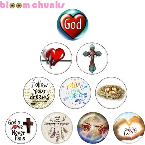 God cross word 10pcs mixed 12mm/18mm/20mm/25mm Round photo glass cabochon demo flat back Making findings S5056