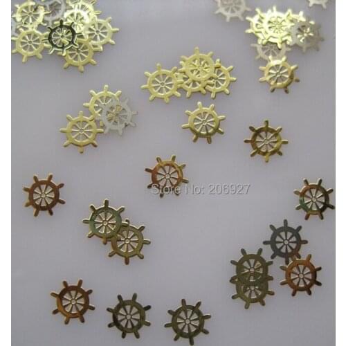 MS204-2 100pcs Gold Cute Helm Metal Sticker Nail Art Metal Sticker Nail Art Decoration Non-adhesive Sticker