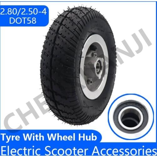 2.80/2.50-4 Electric Scooter Tyre with Wheel Hub 9 Inch Tire for Trolley Tricycle Electric Scooter Puncture Resistant Tyre